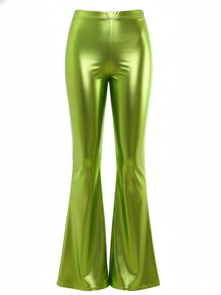 Pantalon bootcut moulant métallisé uni années 1970