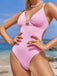 Maillot de bain rose à bretelles texturées unies des années 1950