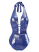 Maillot de bain une pièce bleu perle à bretelles et à paillettes années 1970