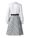 Robe grise à carreaux avec nœud et col claudine des années 1940