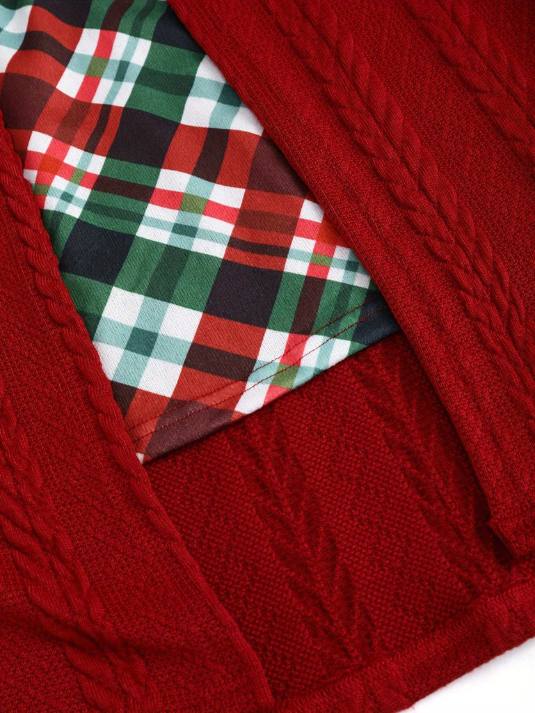 [Grande taille] Robe en maille à carreaux et nœud papillon années 40