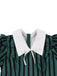 Robe trapèze verte à rayures et col revers années 1950