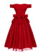 [Pré-vente] Robe rouge en maille à épaules dénudées et nœud années 1950