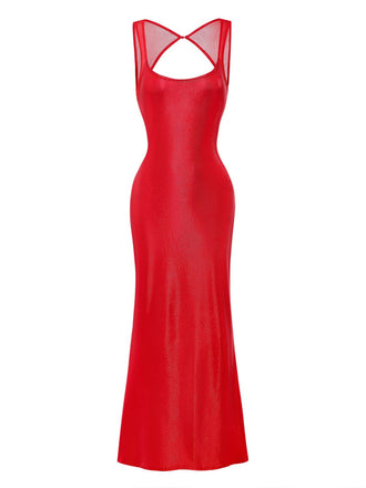 Robe uni maille pailletée boucle col carré 1980s