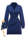 Robe chemise rayée fines bleue col Johnny des années 60