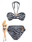Ensemble de bikini bandeau zèbre et accents d'étoiles de mer années 1960