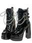 Bottes gothiques talons hauts vernis noir et ornées de chaînes