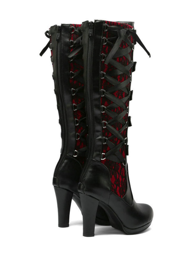 Bottines à lacets noires style punk vintage talons hauts