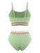 Bikini côtelé taille haute à motif zigzag années 1950