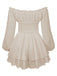 Robe courte unie épaules nues manches longues froncées 1950s