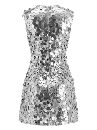 [Prévente] Robe de soirée disco Argent sans manches à paillettes Y2K