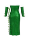 Ensemble bandeau à feuilles multiples et robe à paillettes vert années 1970