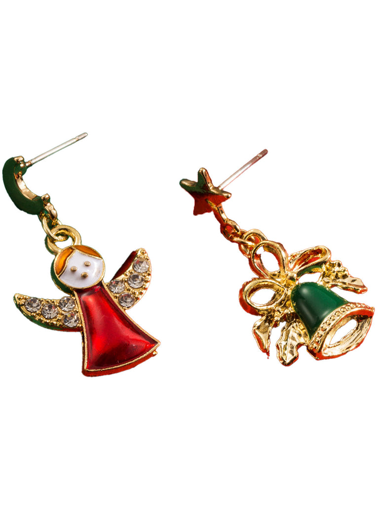 Boucles d'oreilles pendantes ange clochette de Noël flocon de neige