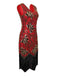 Robe col en V et perles pailletées des années 1920