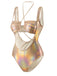 Maillot de bain une pièce métallisé à découpes et décolleté dos nu années 1970