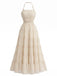 Robe Maxi à Étages Dos-Nu en Mousseline Froncée Années 70