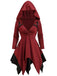 Haut tunique à capuche gothique rouge à ourlet asymétrique des années 1980
