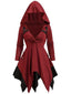 Haut tunique à capuche gothique rouge à ourlet asymétrique des années 1980