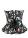 Corset noir à volants sans bretelles à imprimé poissons koï des années 1970