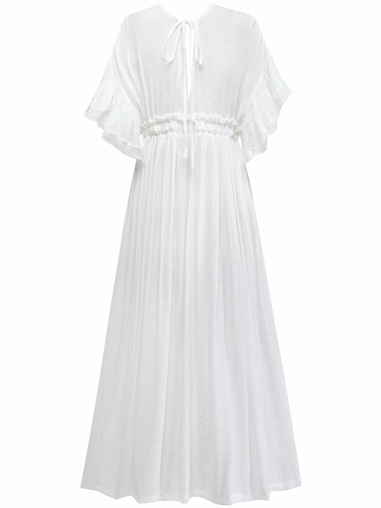 Cache Maillot de plage en rayonne flammée à col en V années 1930