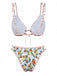 Ensemble bikini triangle blanc bretelles agrumes 1960s