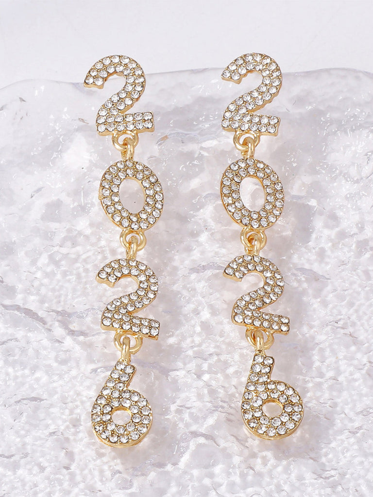 Boucles d'oreilles pendantes strass 2026 colorées pour le Nouvel An