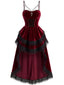 Robe asymétrique gothique velours traîne et tournure années 1940