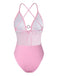 Maillot de bain rose à bretelles texturées unies des années 1950