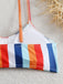 Ensemble bikini à bretelles rayures verticales contrastées nœud années 1940