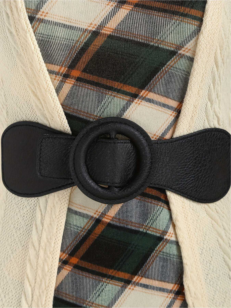 [Grande taille] Robe en maille à carreaux et nœud papillon années 40