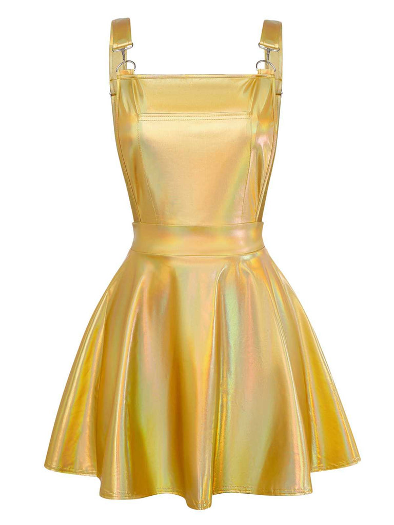 Robe à bretelles métallisée holographique années 1970