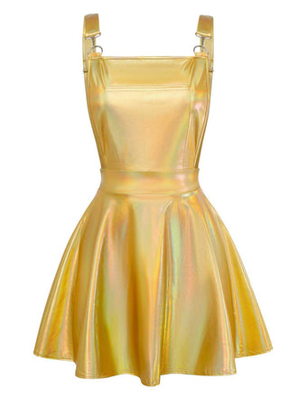 Robe à bretelles métallisée holographique années 1970