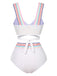 Ensemble bikini à bretelles larges noué dans le dos colorblock des années 1940