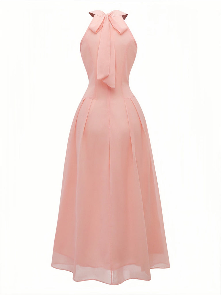 Robe longue pêche à dos nu découpes et boutons sur le devant années 1940