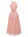 Robe longue pêche à dos nu découpes et boutons sur le devant années 1940