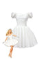 White 1960s Satin Off-Shoulder Mini Dress