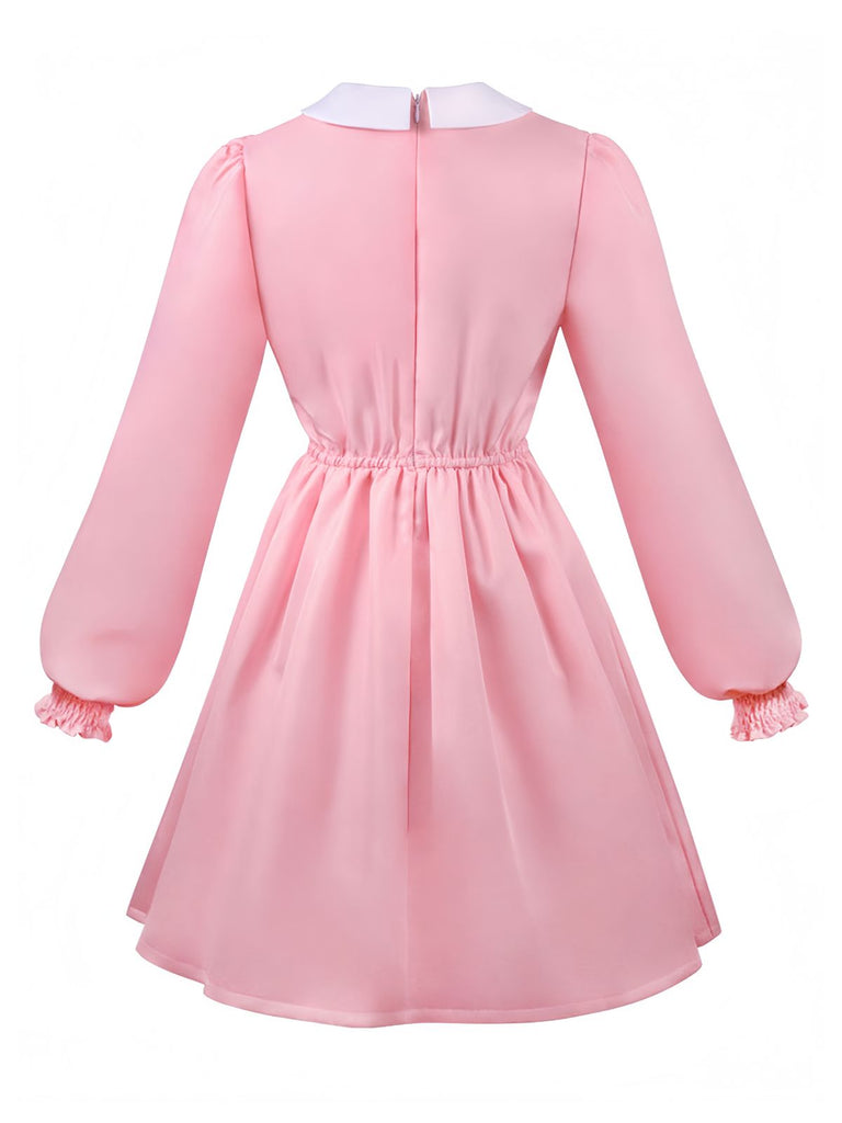 Robe rose smocks inspirée du costume d'Eleven dans Stranger Things années 1980