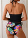 Ensemble tankini à lacets motif marguerites colorées années 1960