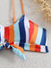 Ensemble bikini à bretelles rayures verticales contrastées nœud années 1940