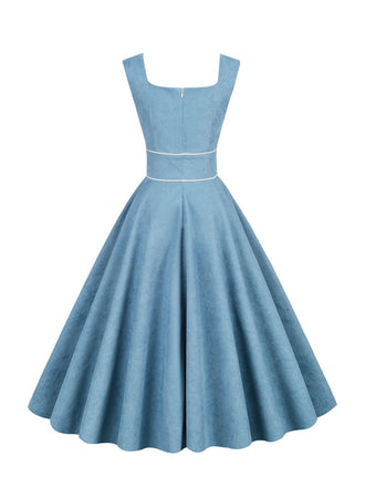 Robe Vintage Solide en Velours Côtelé des Années 1950 Cocktail Pin-up 2