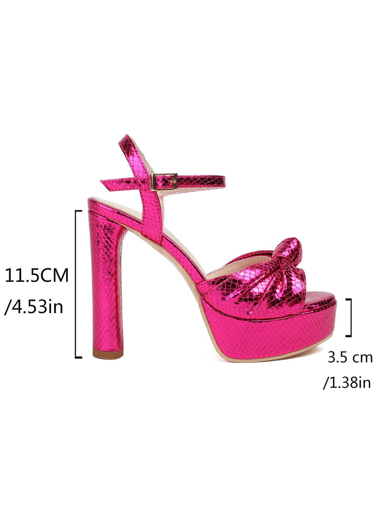 Sandales à talons hauts compensés à imprimé serpent métallisé