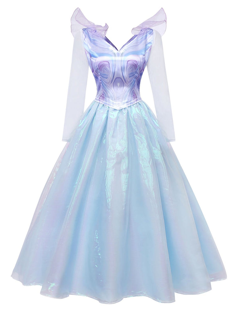 Robe bleue en maille Wicked Witch années 1950