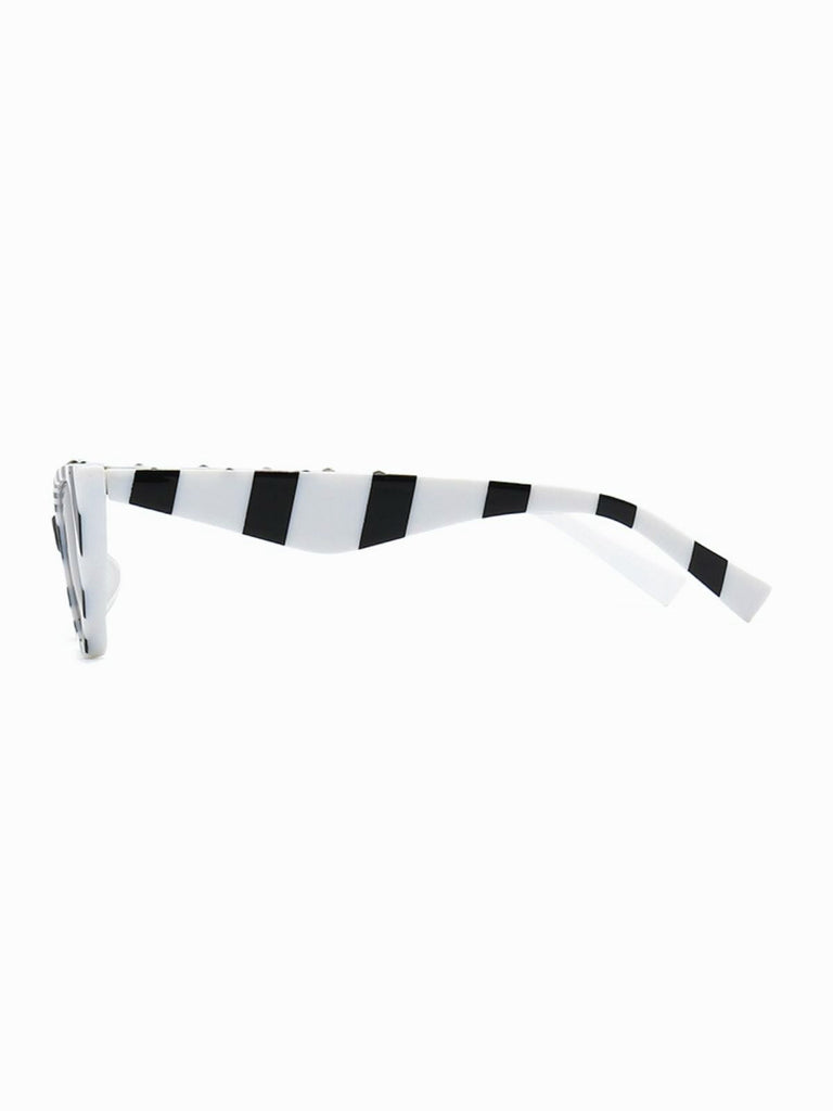 Lunettes de soleil œil de chat classiques à rayures vintage