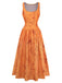 Robe Orange Coton Sans Manches Imprimée Ajustée Années 1930