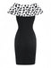 2PCS Robe et cape blanche et noire dalmatiennes Cruella années 1960