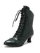 Bottines Victoriennes Violettes à Bout Pointu Lacets et Petit Talon