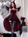 Robe gothique d’Halloween en velours à traîne asymétrique années 1940