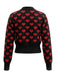 Gilet court en maille noire à motif cœur de la Saint-Valentin années 1960