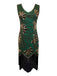 Robe col en V et perles pailletées des années 1920