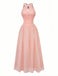 Robe longue pêche à dos nu découpes et boutons sur le devant années 1940